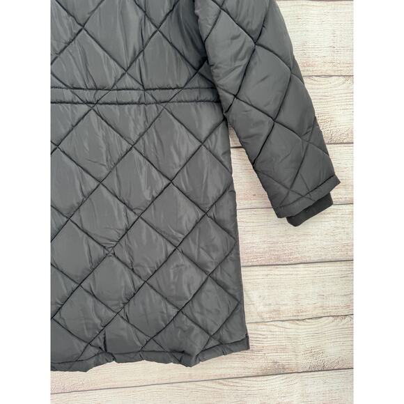 Levis Soft Sherpa Lined Hood Diamond Quilted Parka Jacket Womens XL Black - Picture 5 of 16